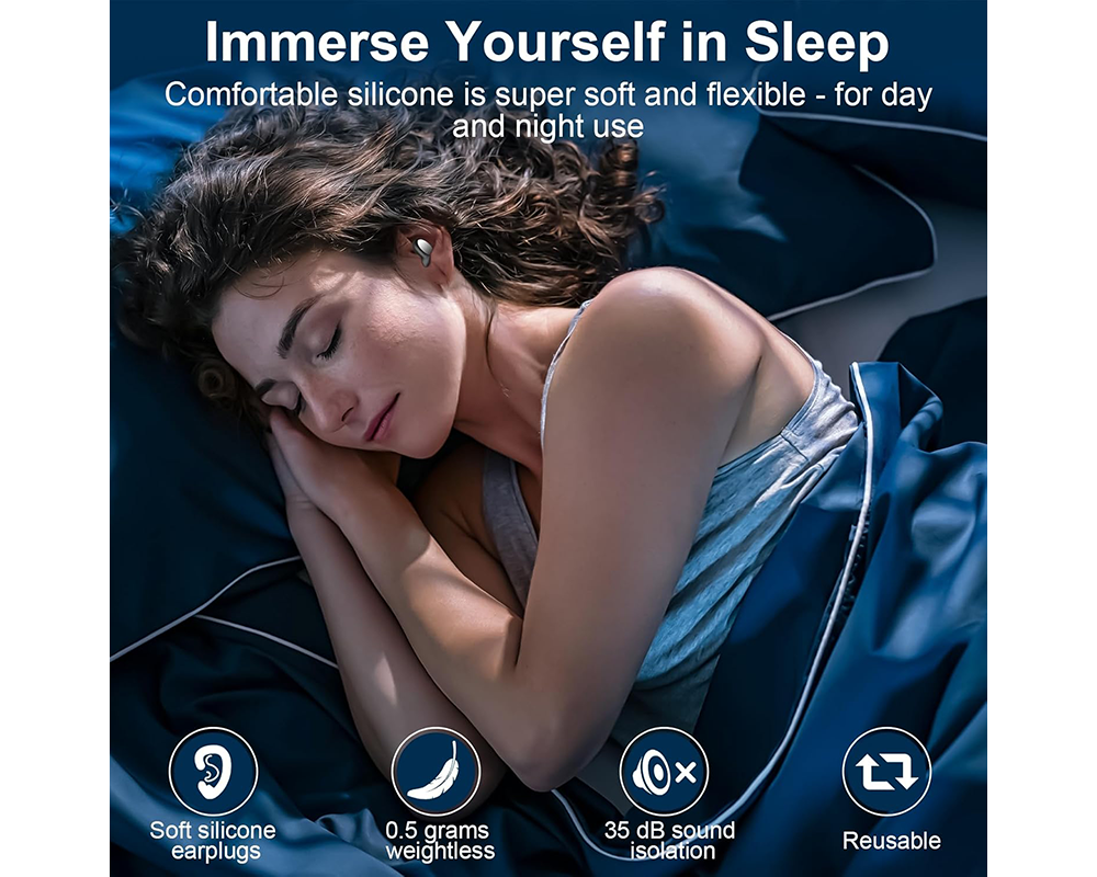Ear Plugs for Sleeping Noise Cancelling Reusable Earplugs for Sleep Work- Black