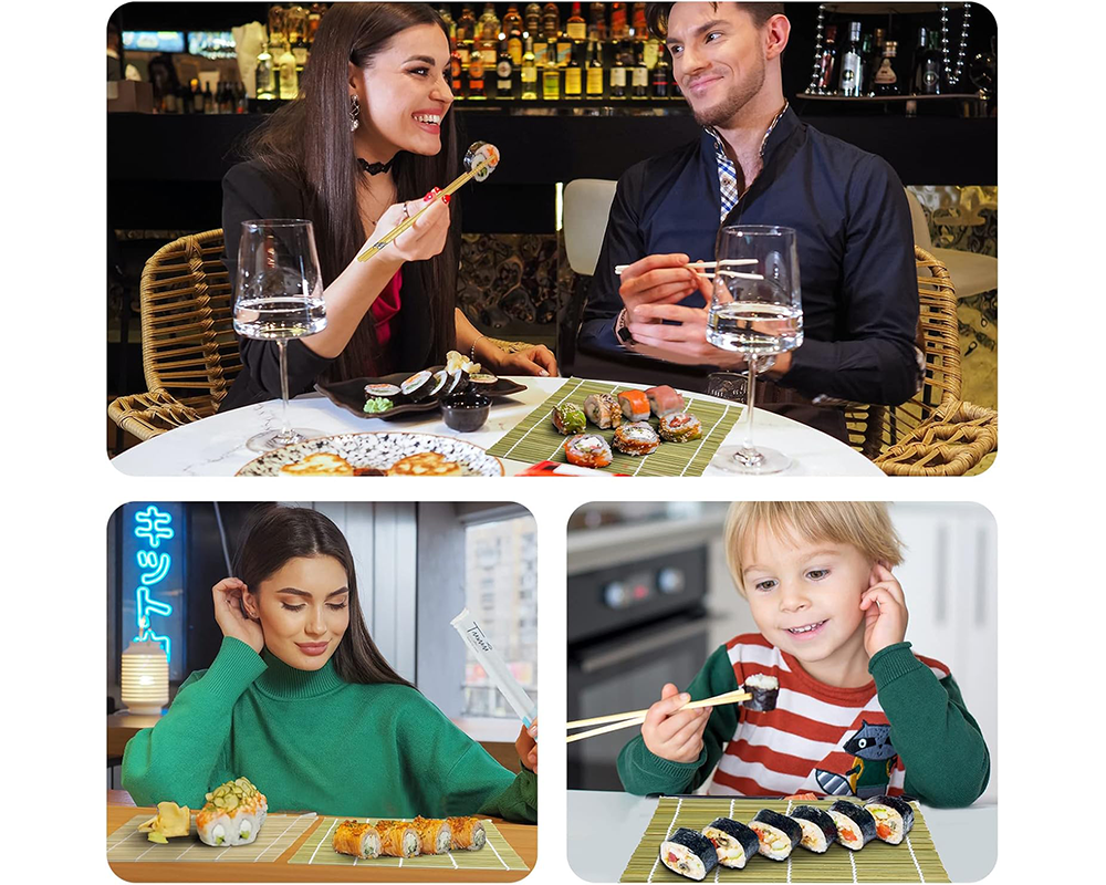 Sushi Roller Kit – 6Pcs DIY Sushi Making Set with Bazooka, Bamboo Mat & Chopsticks (White)