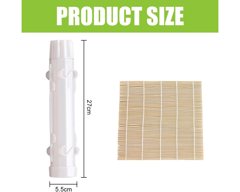 Sushi Roller Kit – 6Pcs DIY Sushi Making Set with Bazooka, Bamboo Mat & Chopsticks (White)