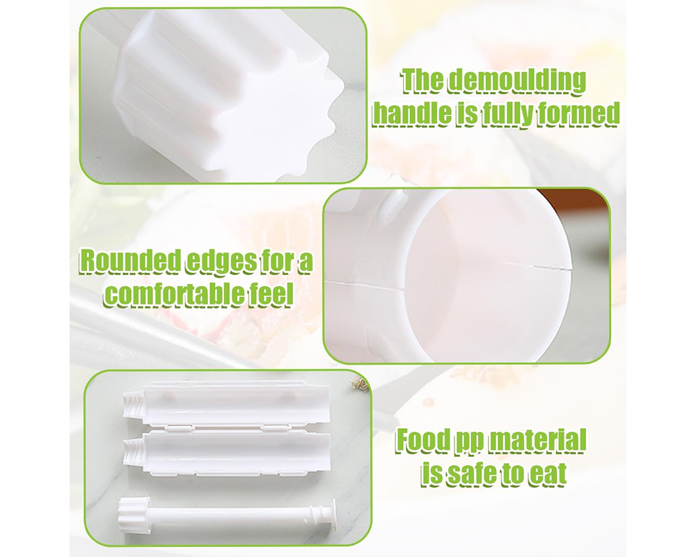 Sushi Roller Kit – 6Pcs DIY Sushi Making Set with Bazooka, Bamboo Mat & Chopsticks (White)