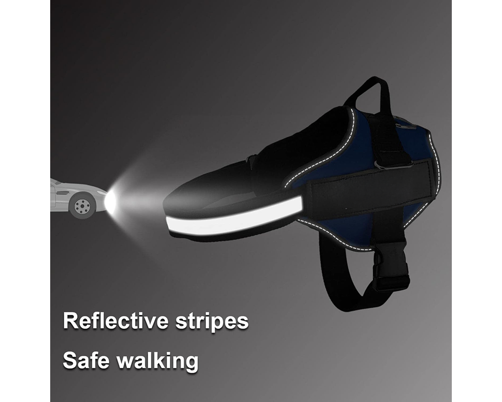 Adjustable Dog Harness – No Pull Reflective Tactical Vest with Handle for Training & Outdoor Walking (Blue)