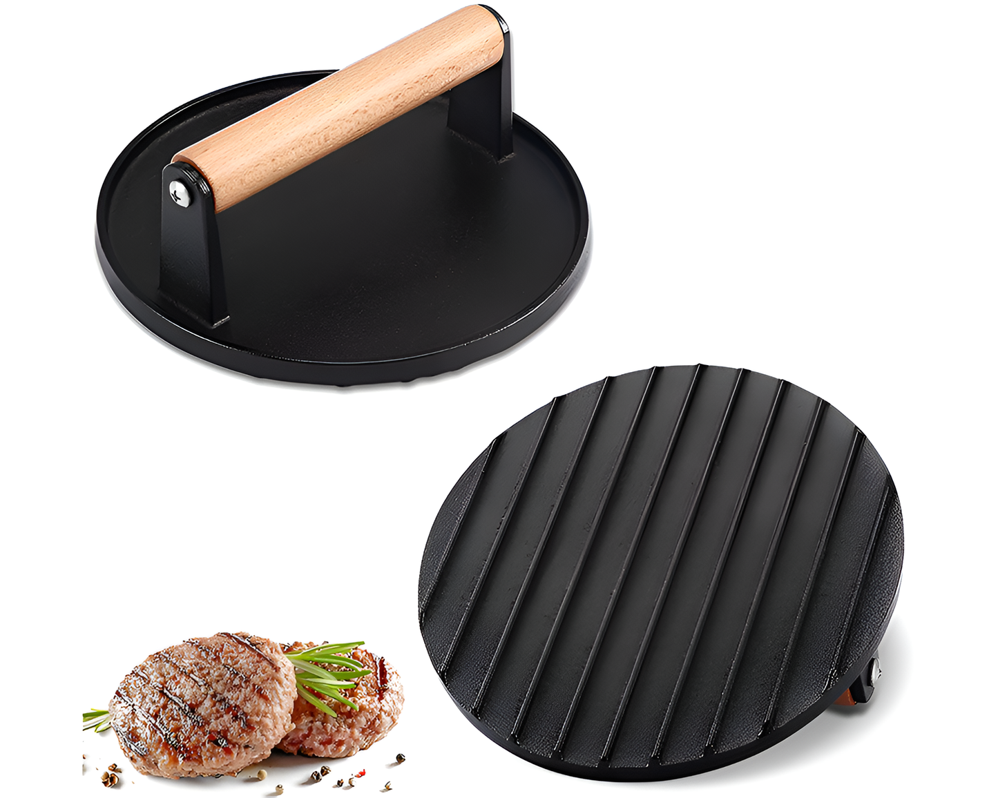 Cast Iron Smash Burger Press Heavy Cast Iron Smash Burger Press for Bacon & Burgers