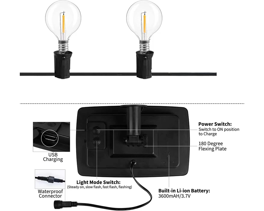 Festoon Solar Chain Lights Outdoor 15M LED Kit