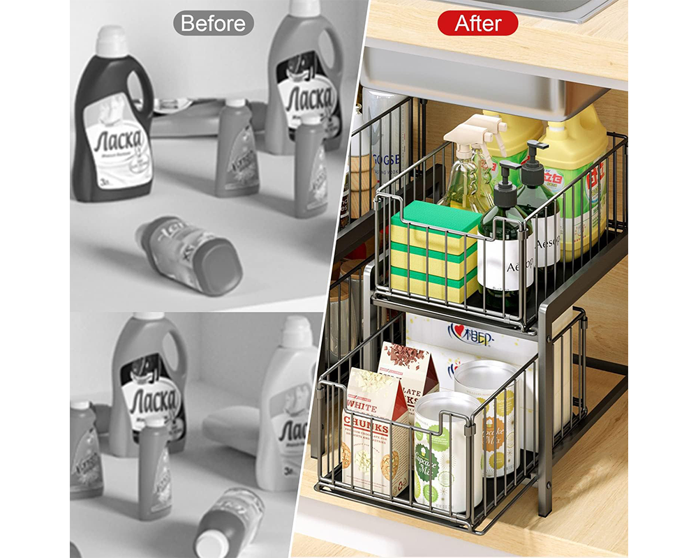 Kitchen Sink Organizer – 2 Tier Under Sink Storage Rack