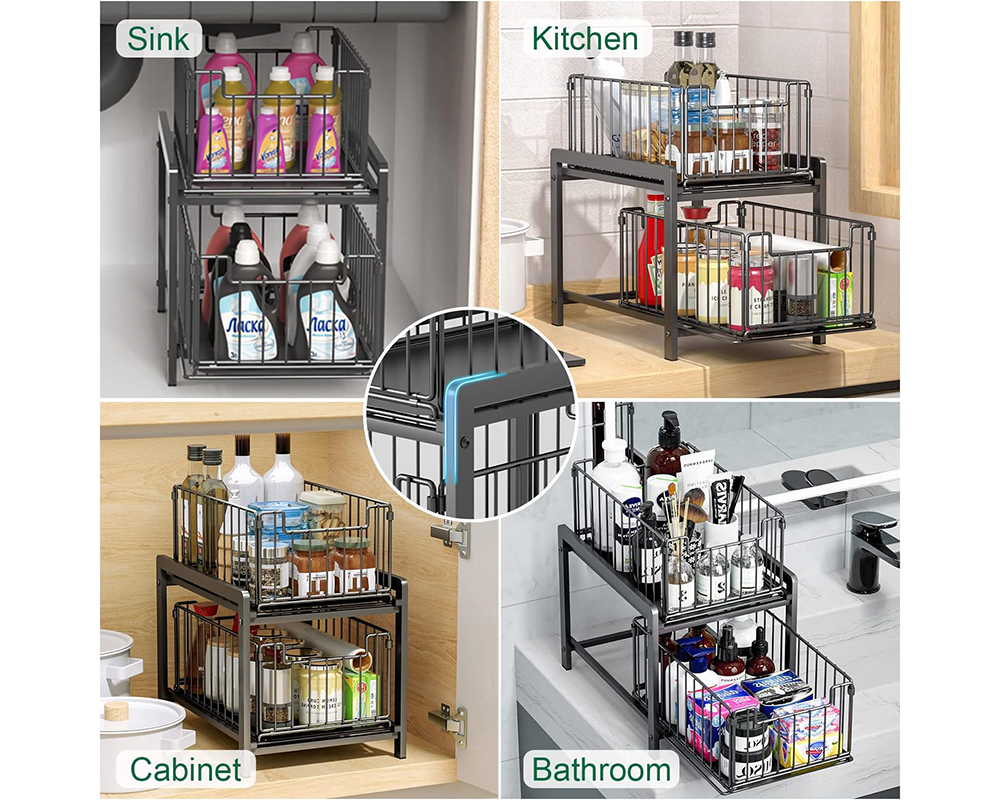 Kitchen Sink Organizer – 2 Tier Under Sink Storage Rack