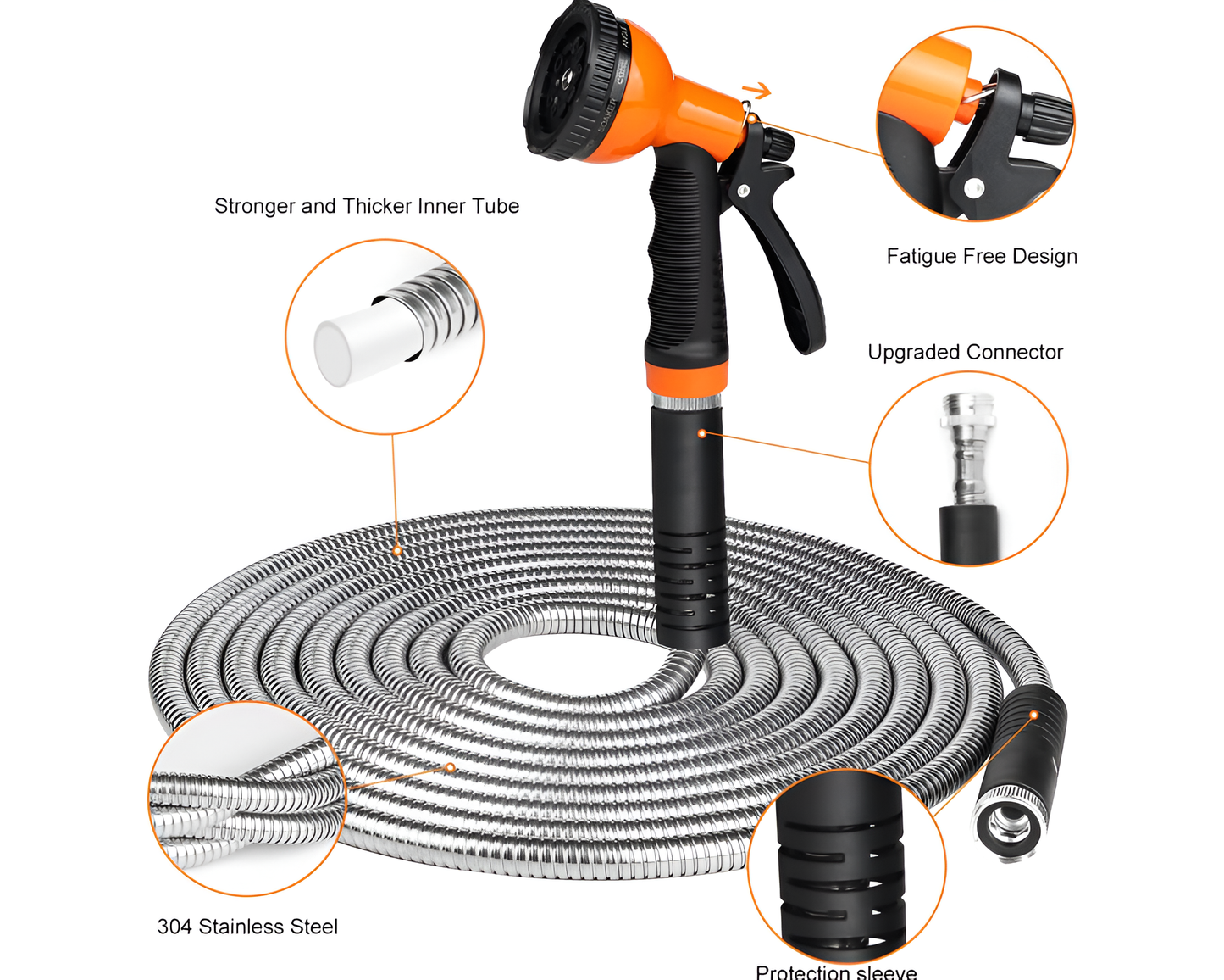 Garden Hose Outdoor 22M Flexible Metal Garden Hose Stainless Steel