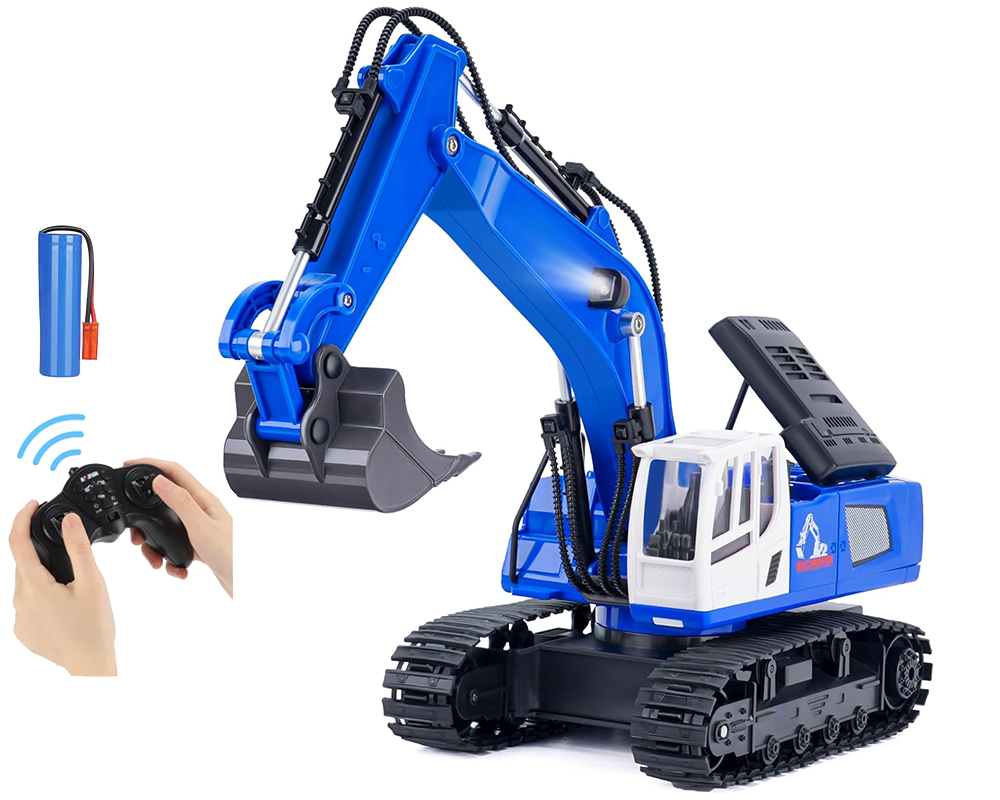 Remote Control RC Excavator Digger – 1/18 Scale RC Construction Vehicle with LED Lights