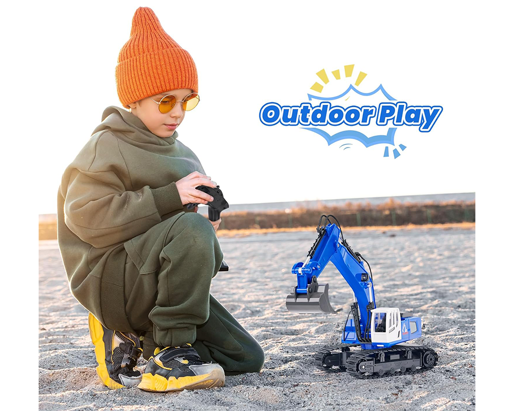 Remote Control RC Excavator Digger – 1/18 Scale RC Construction Vehicle with LED Lights