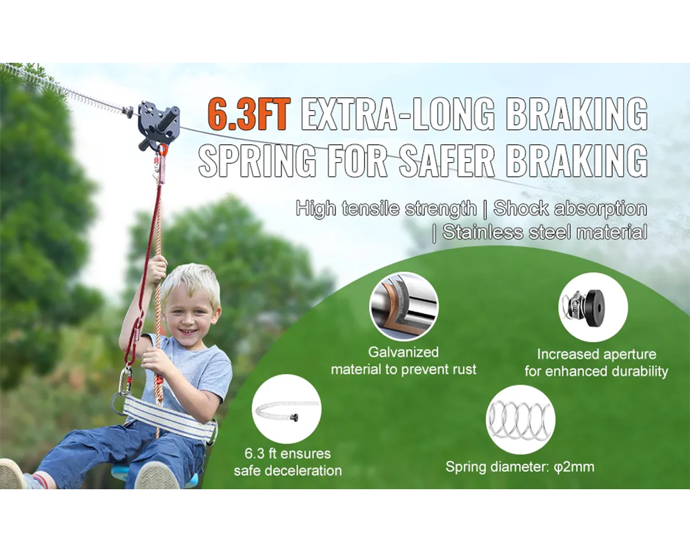 Zipline Kit Backyard 100ft Zipline Kit for Kids with Safety Harness Seat