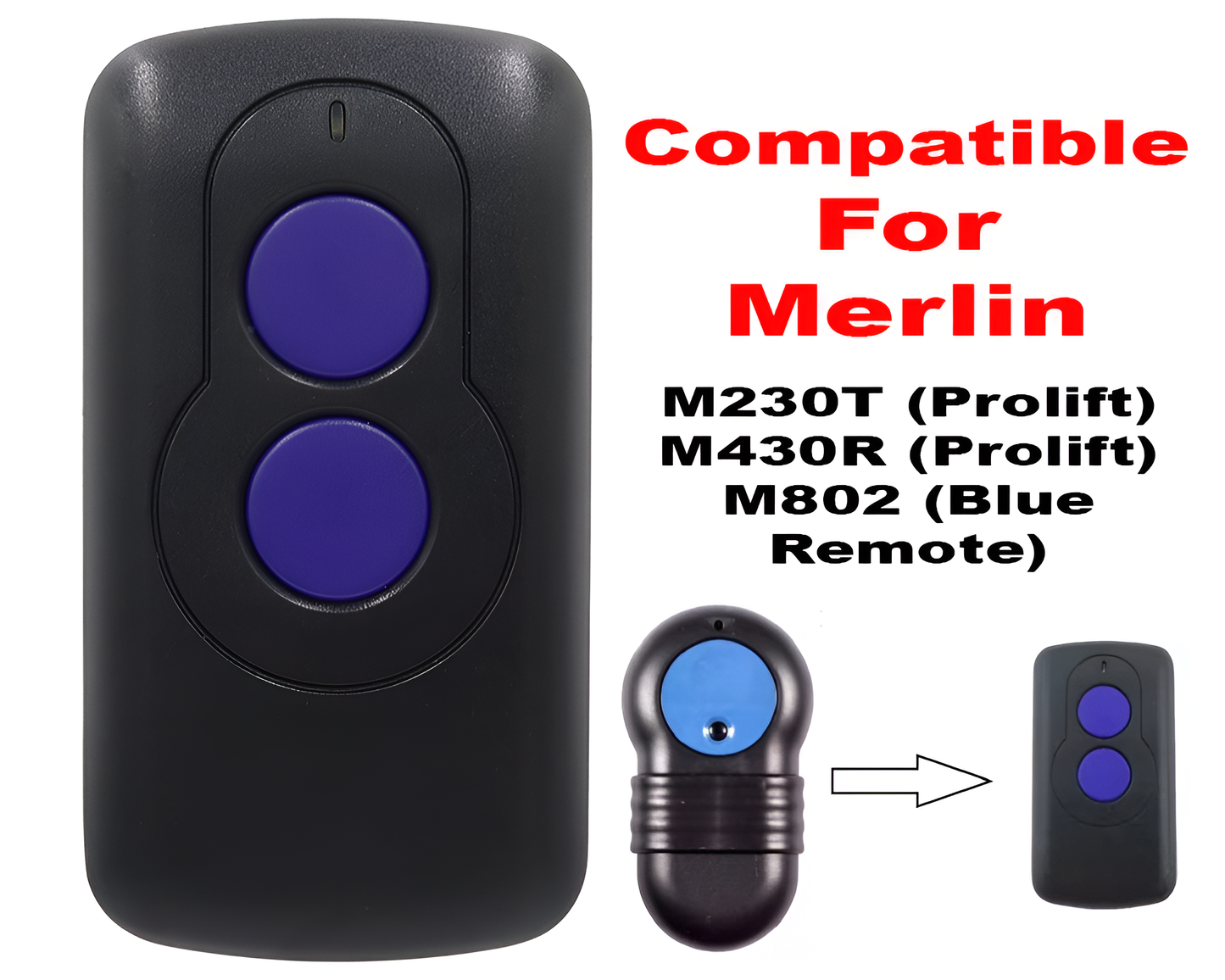 Merlin Remote Replacement Dip Switch Remote 40.685MHz M802 replacement