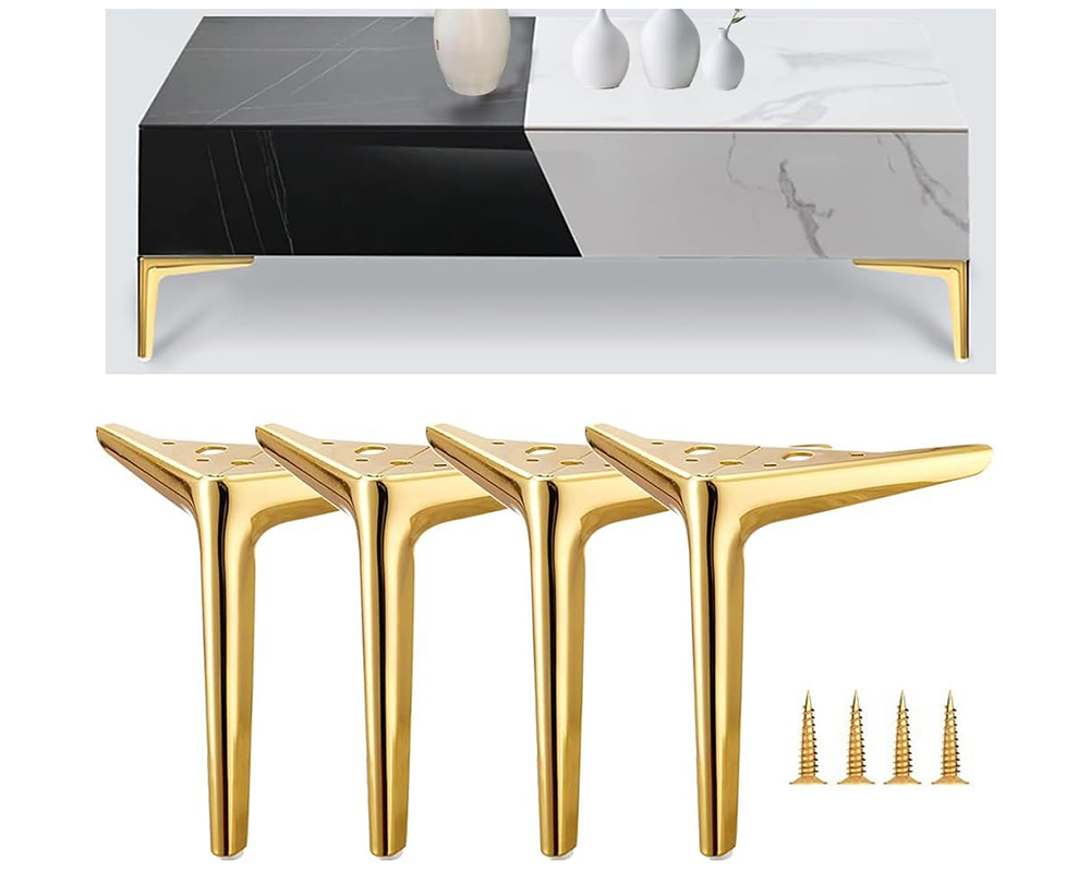 4Pcs Gold Metal Table Legs – 15cm Adjustable Furniture Legs Heavy Duty for Chairs, Dressers & Coffee Tables