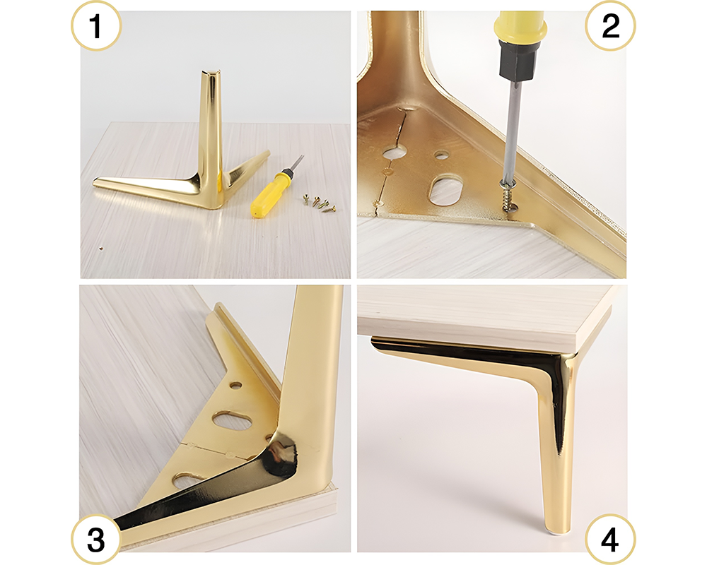 4Pcs Gold Metal Table Legs – 15cm Adjustable Furniture Legs Heavy Duty for Chairs, Dressers & Coffee Tables