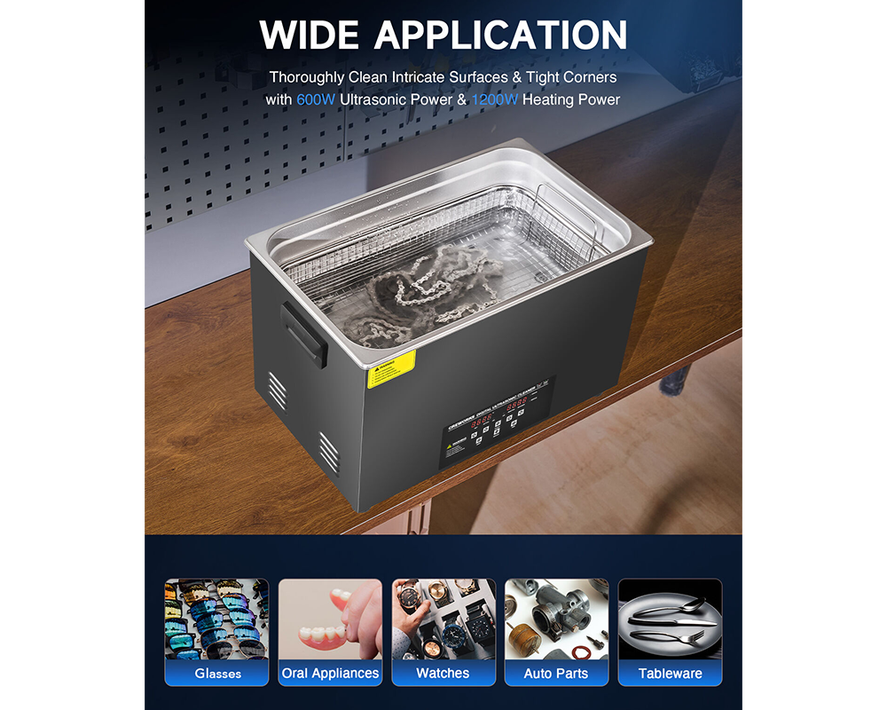 30L Ultrasonic Cleaner with 1200W Digital Timer & Degas Function