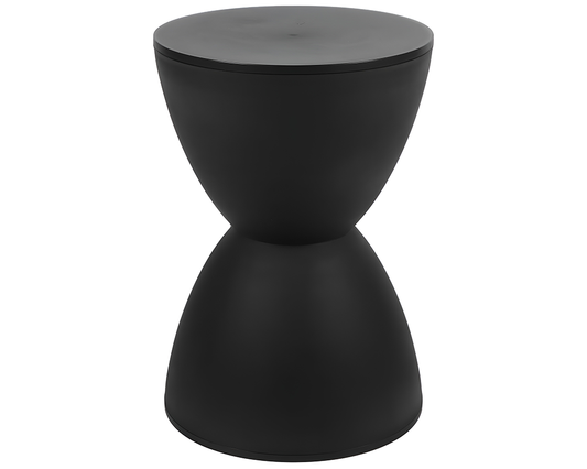 Modern Black Side Table – Round Hourglass Coffee Stool & Decorative Accent for Home & Office