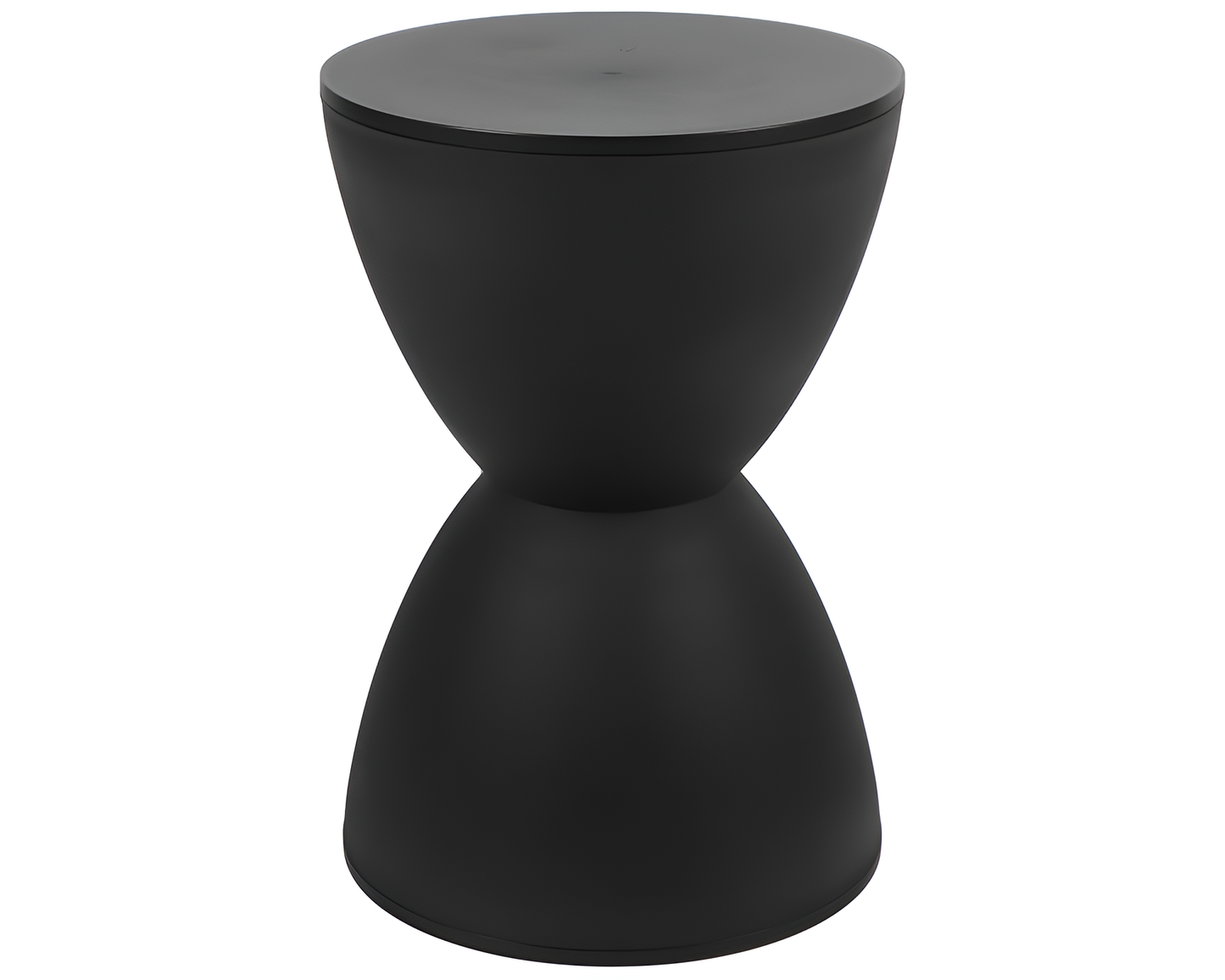 Modern Black Side Table – Round Hourglass Coffee Stool & Decorative Accent for Home & Office