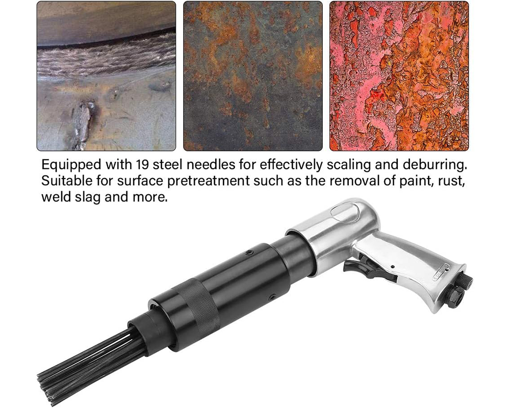 Pneumatic Needle Scaler – 19 Pin Air Rust & Paint Remover Gun with Pistol Grip for Surface Prep