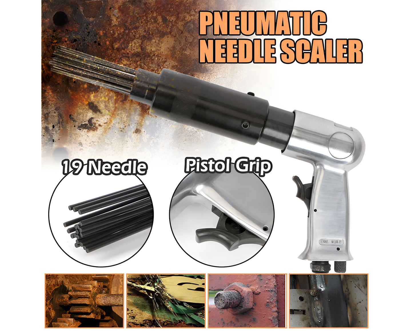 Pneumatic Needle Scaler – 19 Pin Rust, Paint & Weld Slag Removal Tool