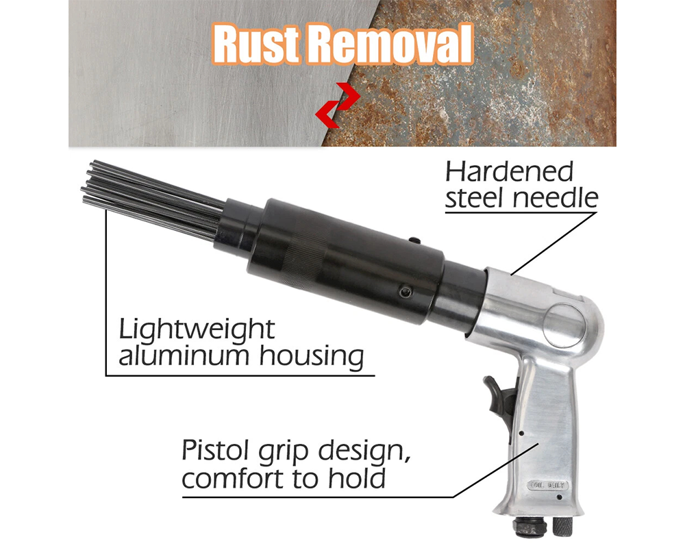 Pneumatic Needle Scaler – 19 Pin Air Rust & Paint Remover Gun with Pistol Grip for Surface Prep