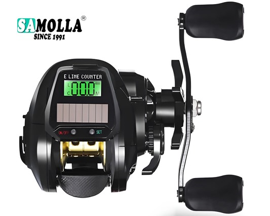 Electronic Fishing Reel with LED Display, USB & Solar Charging – 7.2:1 Gear Ratio