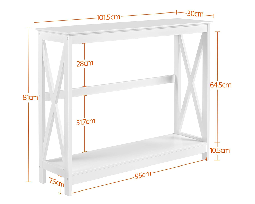 Entryway Console Table Hallway Table 2 Tier X Frame Storage