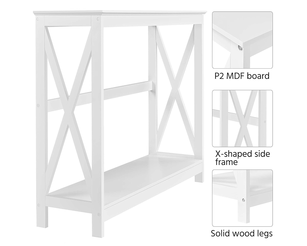 Entryway Console Table Hallway Table 2 Tier X Frame Storage