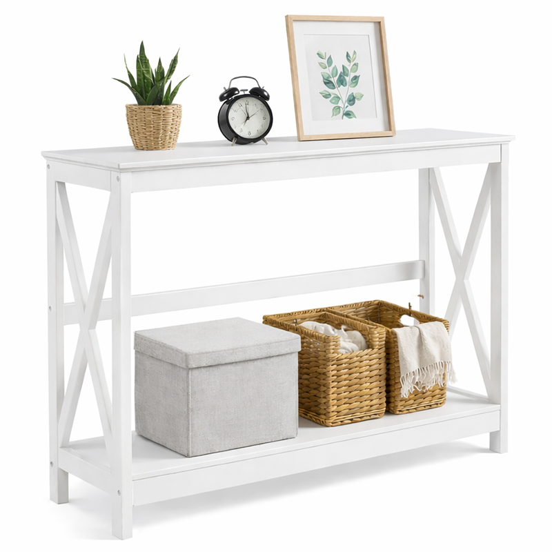 Entryway Console Table Hallway Table 2 Tier X Frame Storage