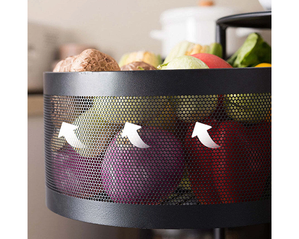 Kitchen Storage Rack – 3-Layer Rotating Floor-Standing Organizer for Home Organization