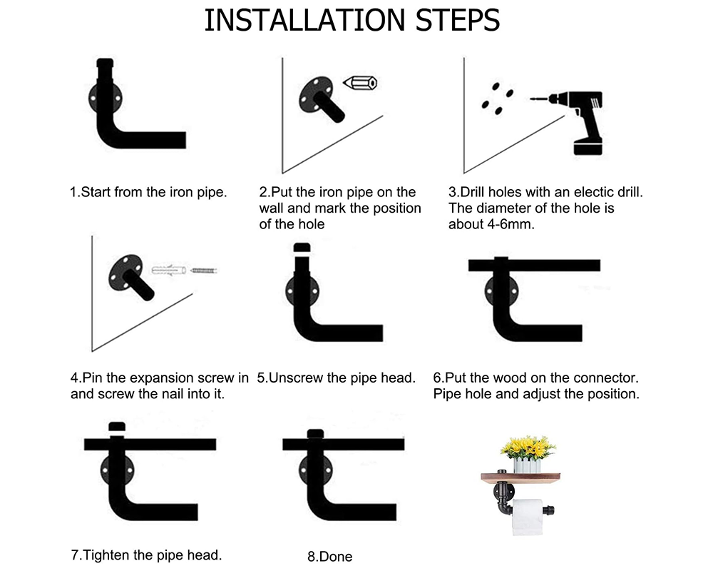 Rustic Toilet Paper Holder with Wooden Shelf – Industrial Farmhouse Bathroom Decor