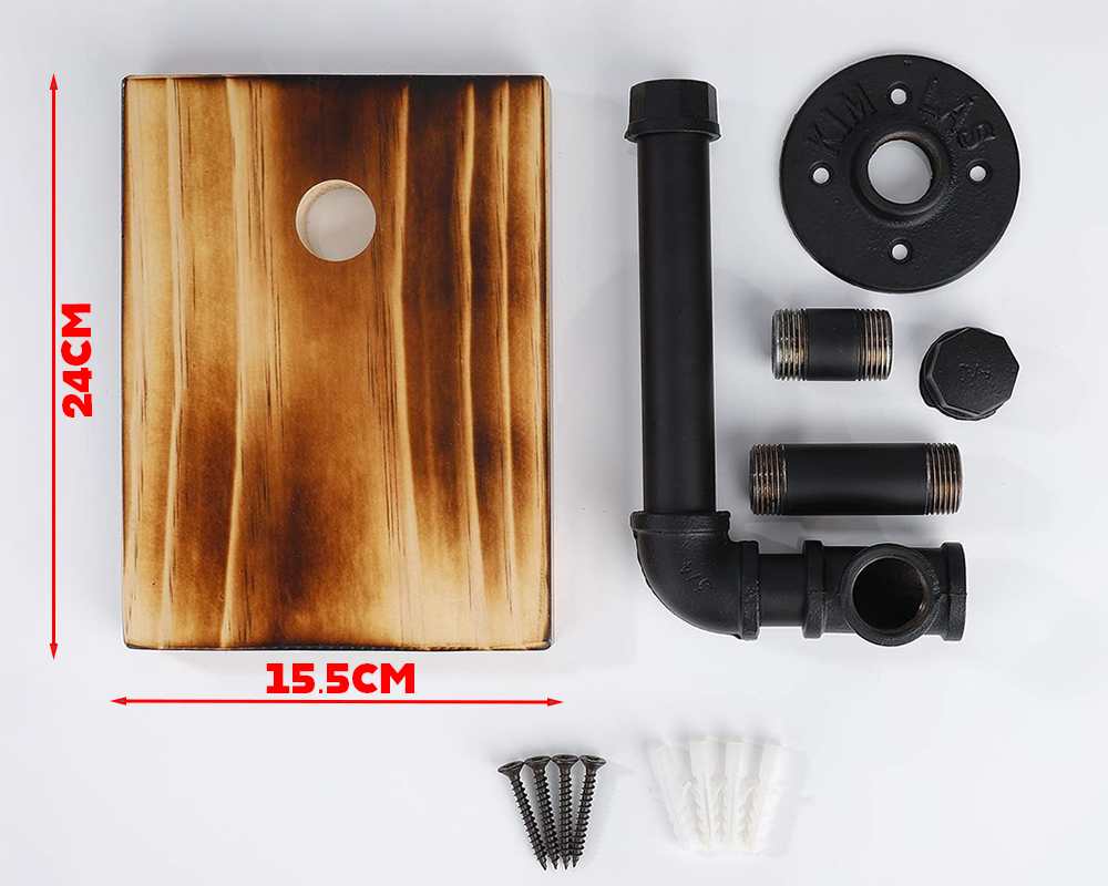 Rustic Toilet Paper Holder with Wooden Shelf – Industrial Farmhouse Bathroom Decor