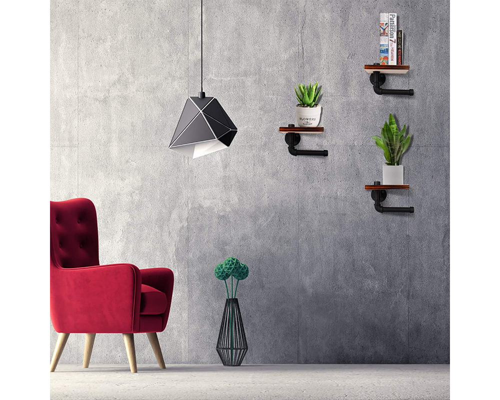 Rustic Toilet Paper Holder with Wooden Shelf – Industrial Farmhouse Bathroom Decor