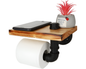 Rustic Toilet Paper Holder with Wooden Shelf – Industrial Farmhouse Bathroom Decor