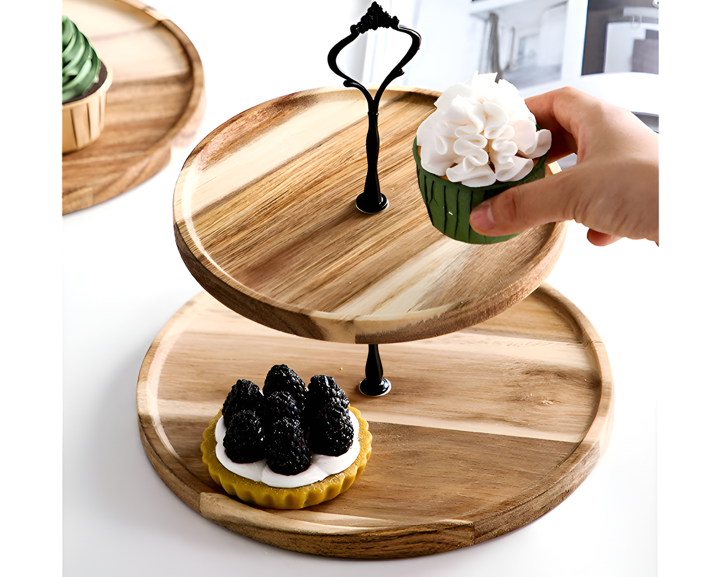 2 Tier Wooden Cupcake Stand – Rustic Dessert Tower for Parties & Weddings