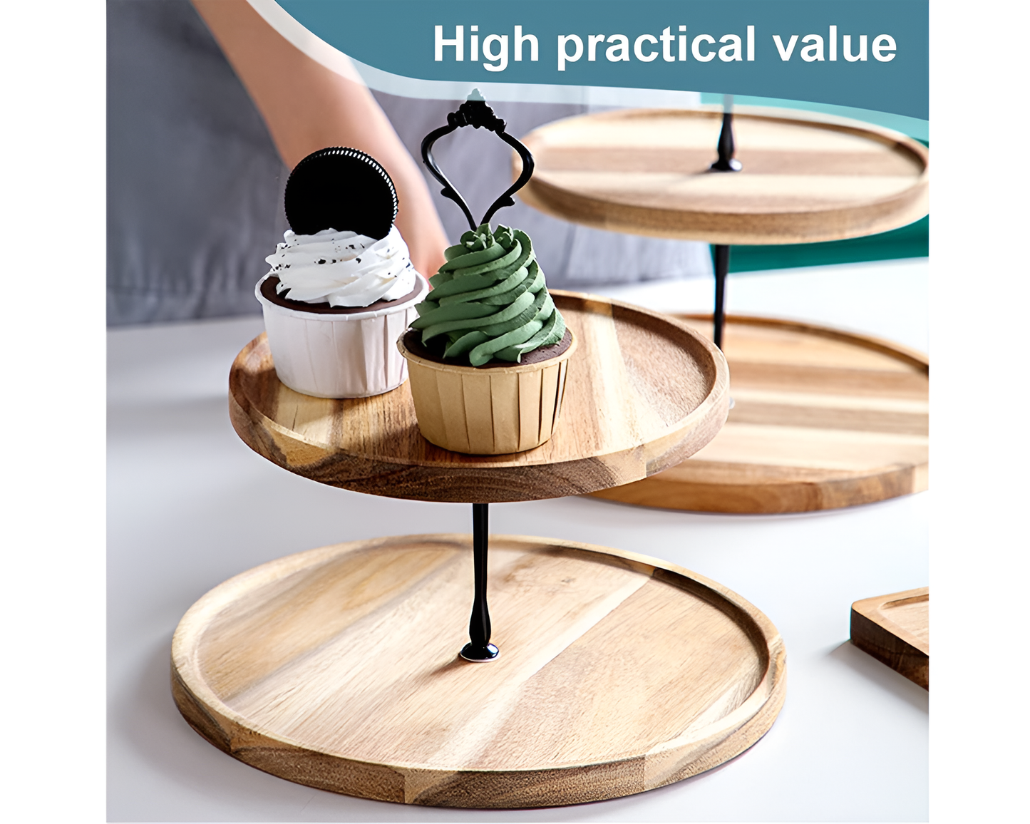 2 Tier Wooden Cupcake Stand – Rustic Dessert Tower for Parties & Weddings