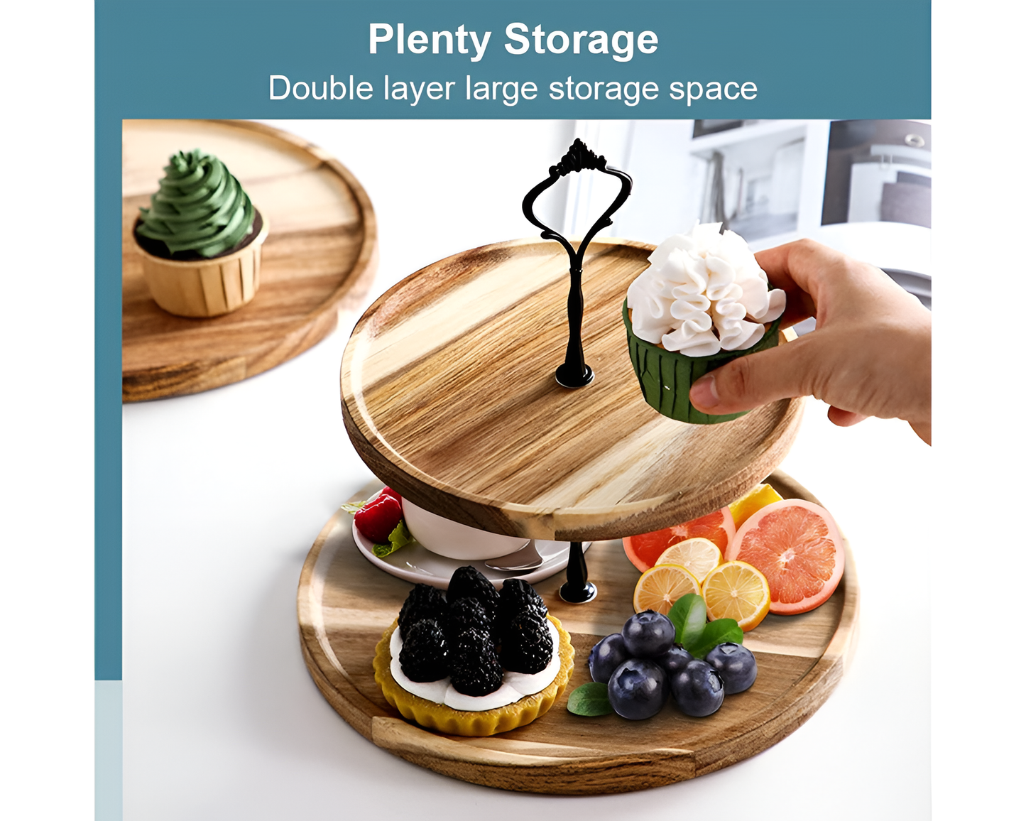 2 Tier Wooden Cupcake Stand – Rustic Dessert Tower for Parties & Weddings