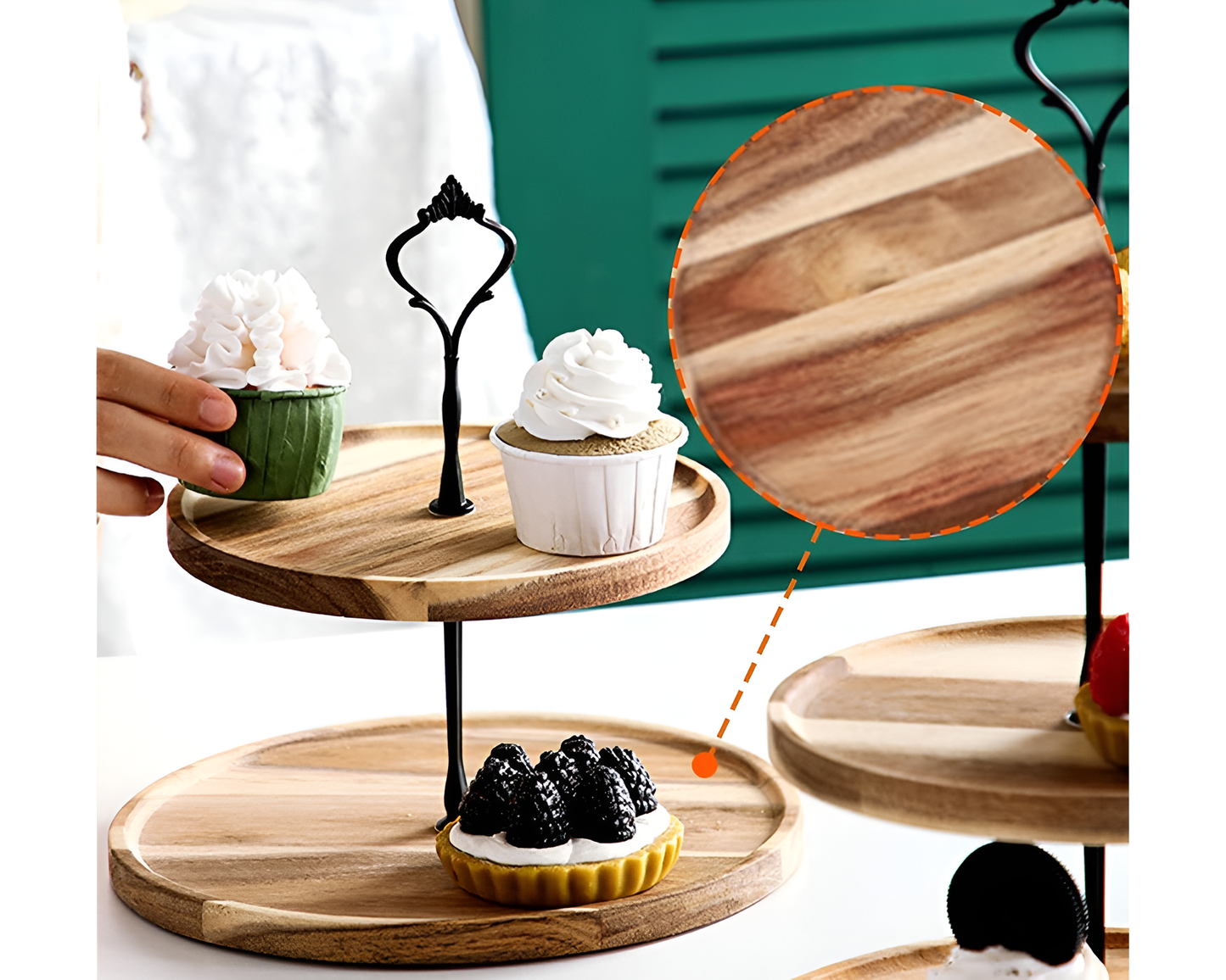 2 Tier Wooden Cupcake Stand – Rustic Dessert Tower for Parties & Weddings