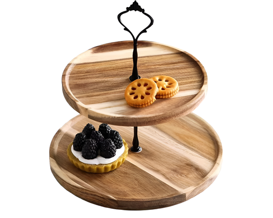 2 Tier Wooden Cupcake Stand – Rustic Dessert Tower for Parties & Weddings