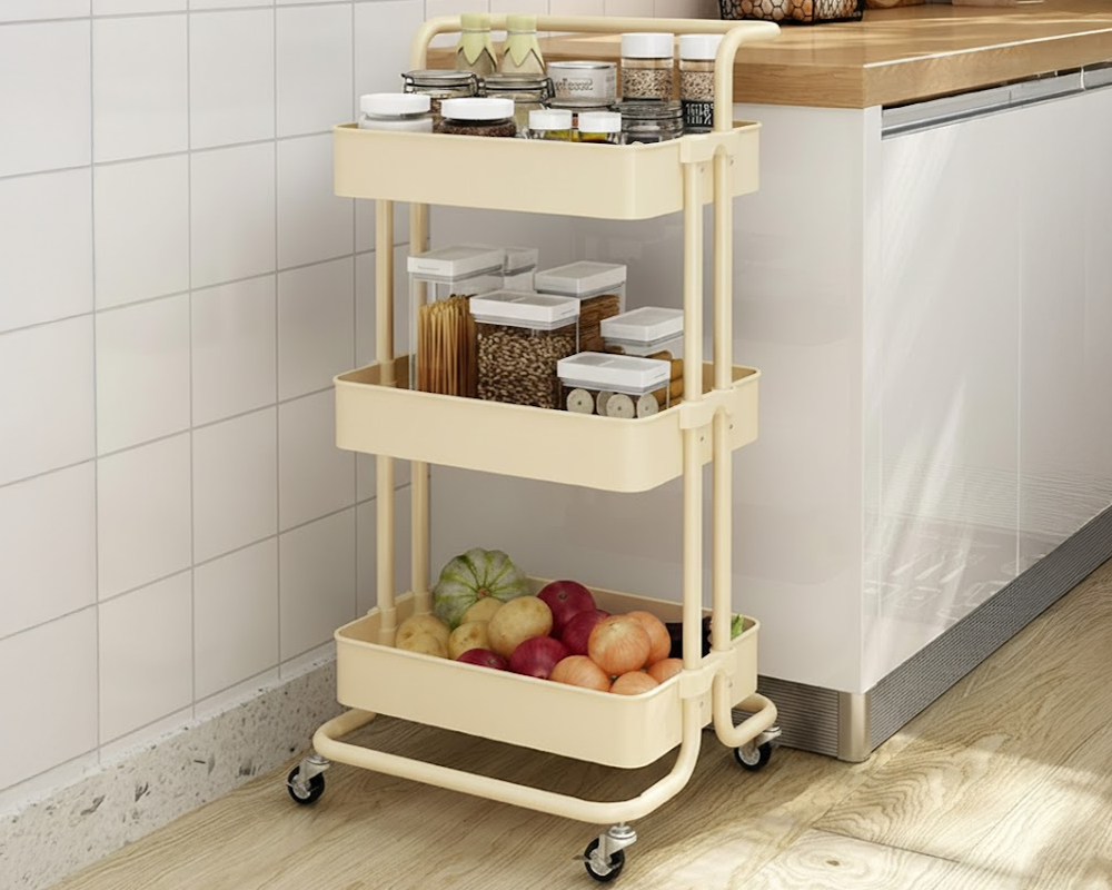 Kitchen Bathroom Storage Trolley 3-Tier