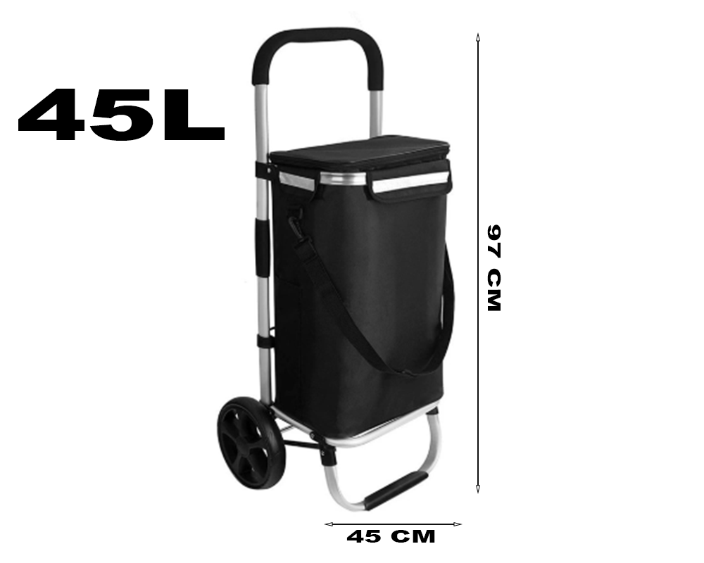 Shopping Trolley 2 Wheel Foldable Large Shopping Trolley 45L Bag