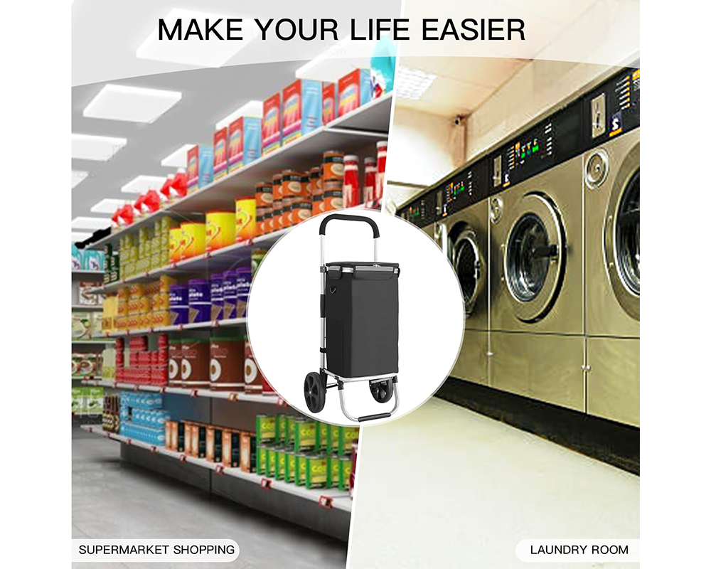 Shopping Trolley 2 Wheel Foldable Large Shopping Trolley 45L Bag