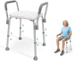 Adjustable Shower Chair Seat Bath Stool with Padded Armrests