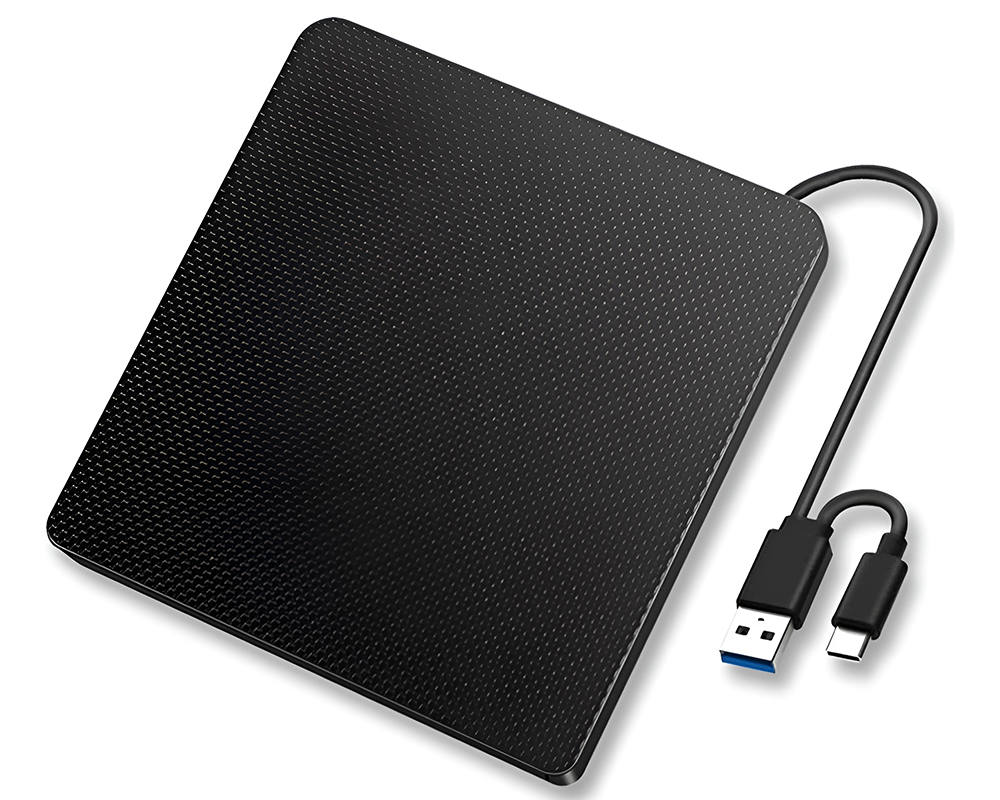 Portable External CD DVD Burner – 2-in-1 USB3.0 & Type-C