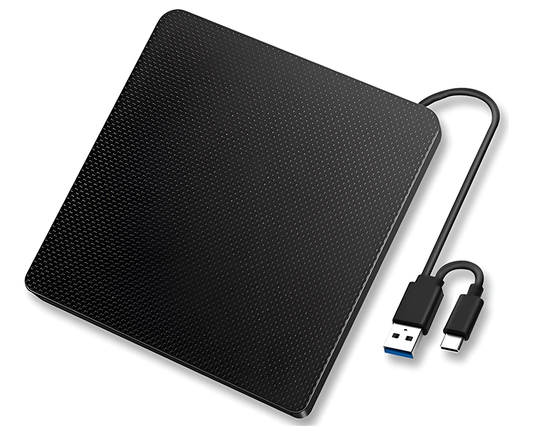 Portable External CD DVD Burner – 2-in-1 USB3.0 & Type-C