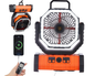 Portable Rechargeable Camping Lantern Fan with LED Light Rotatable for Home Tents