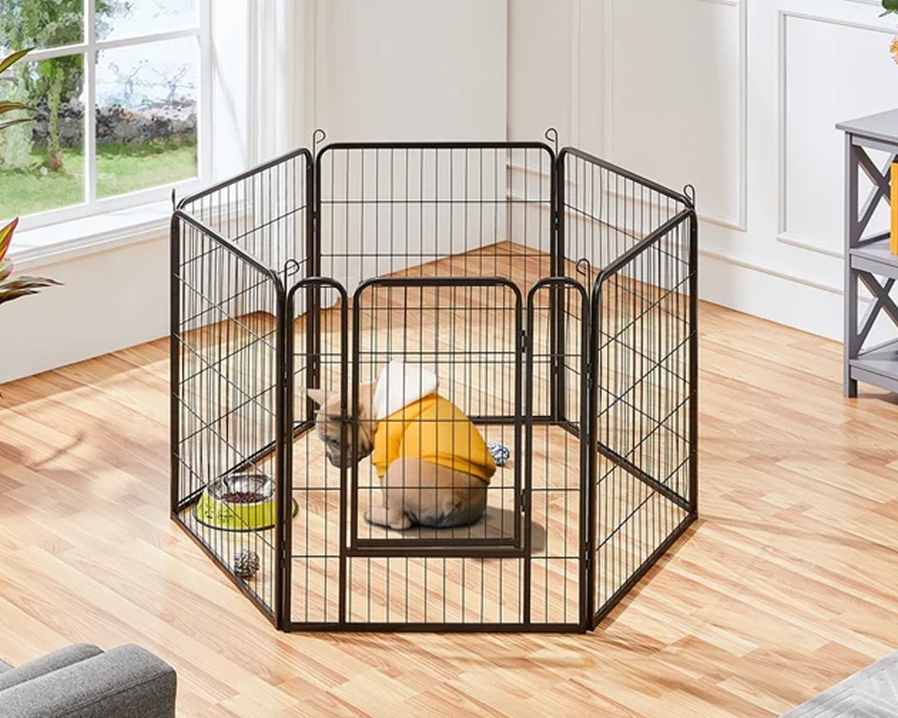 Portable Dog Play Pen – Heavy-Duty 12-Panel Pet Playpen with Secure Door