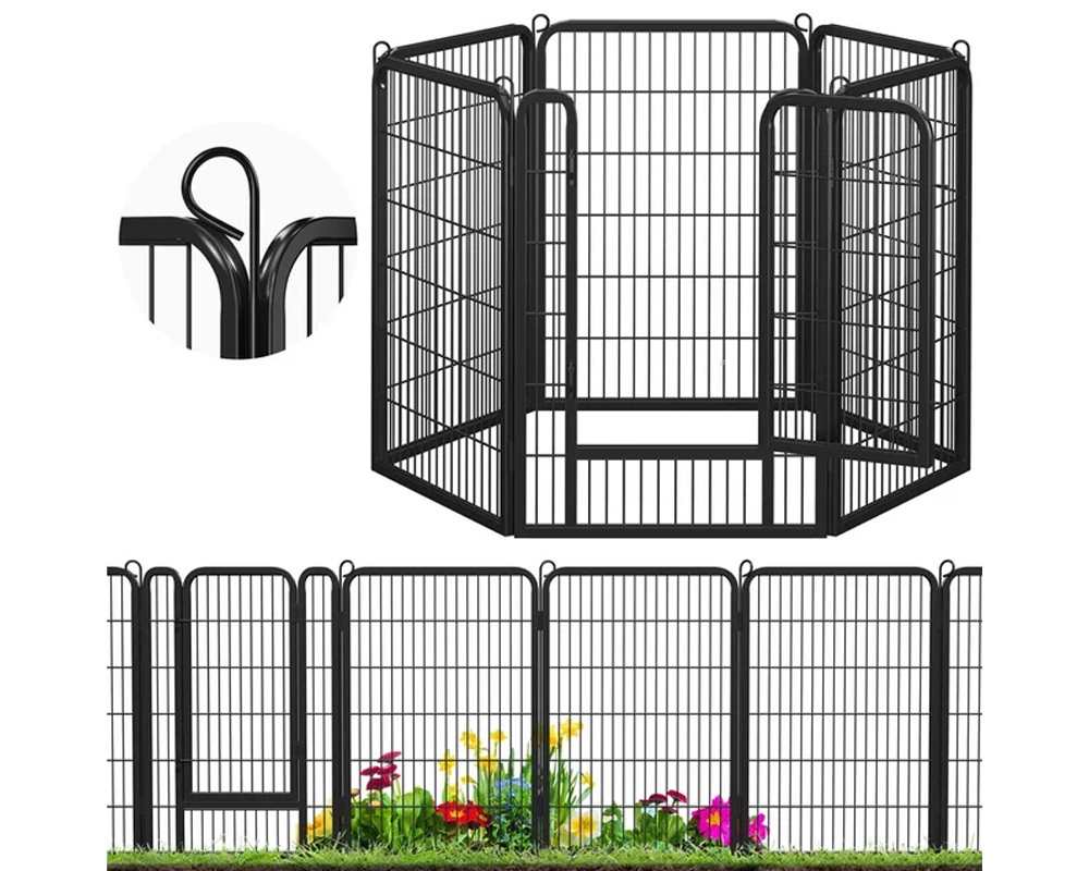 Portable Dog Play Pen – Heavy-Duty 12-Panel Pet Playpen with Secure Door