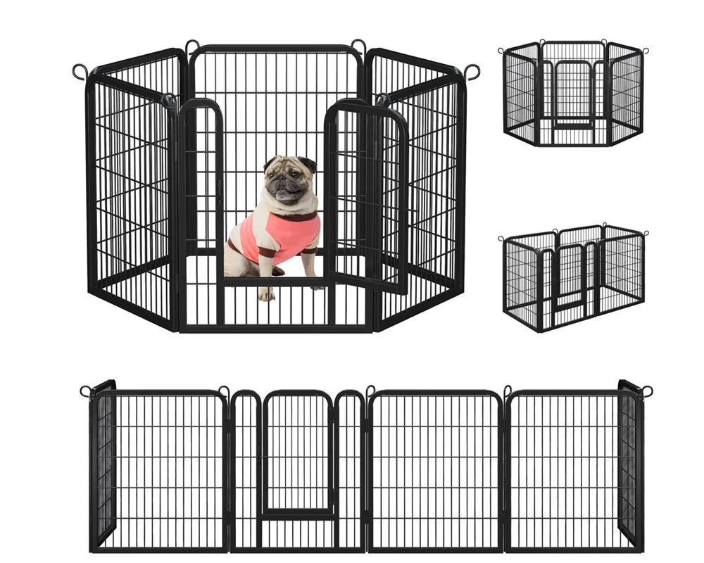 Portable Dog Play Pen – Heavy-Duty 12-Panel Pet Playpen with Secure Door