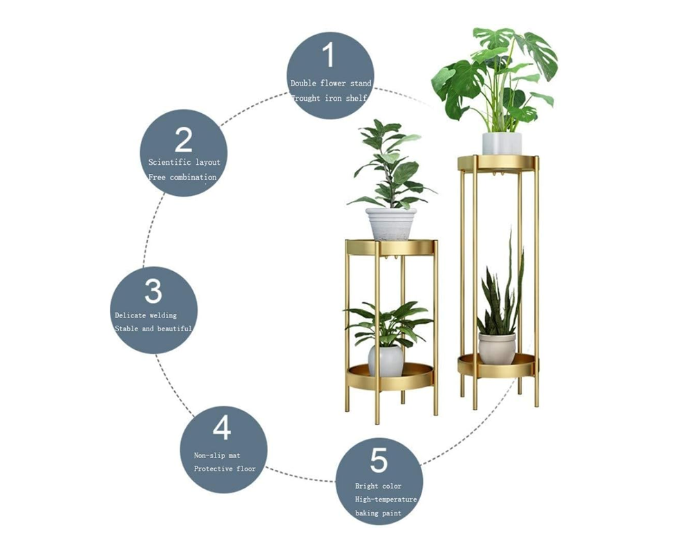 2 Tier Tall Metal Flower Plants Pot Holder