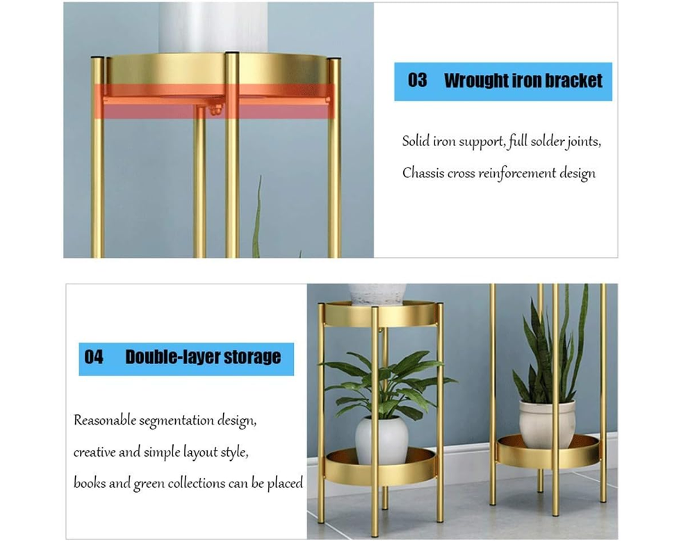 2 Tier Tall Metal Flower Plants Pot Holder