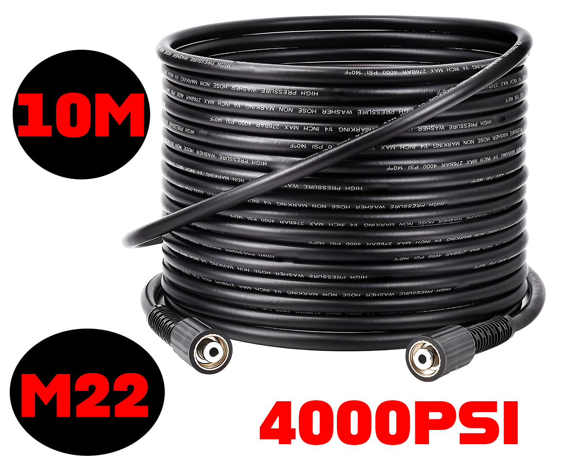 High Pressure Water Blaster Hose – 10 m Heavy Duty 4000 PSI Pressure Washer Hose