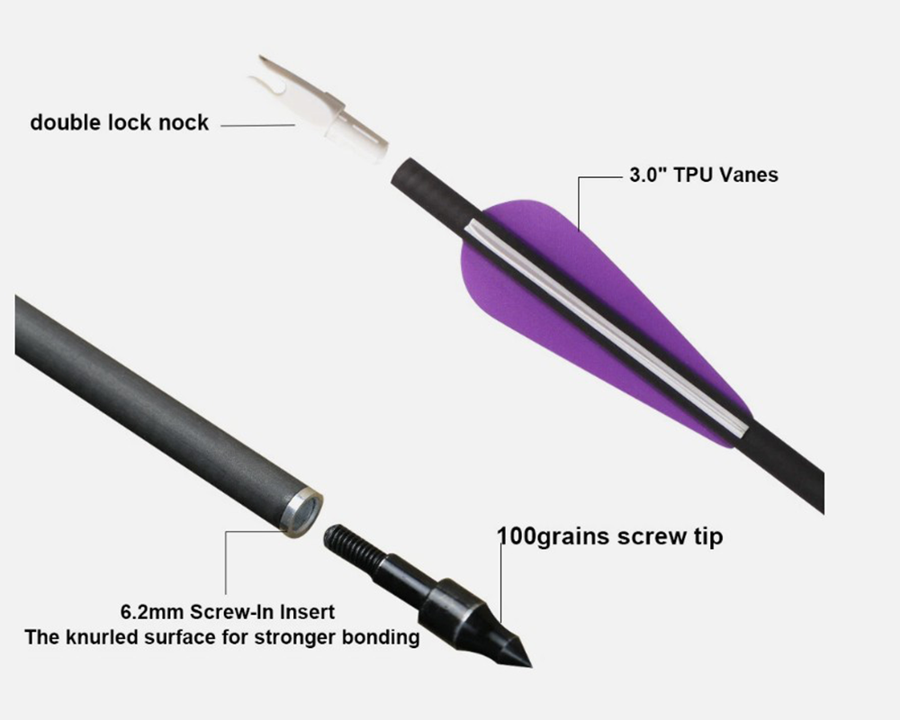 Hunting Archery Arrows 6Pcs Fiberglass Arrows